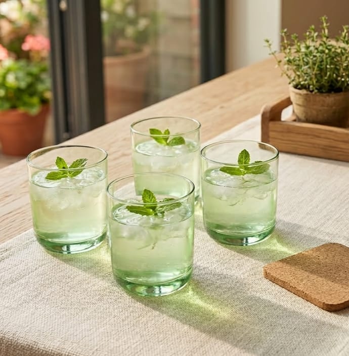 310ml Green Glass Set of 4