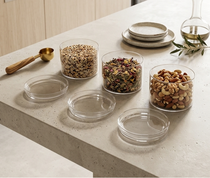 Set of 4 Glass Bowls with Saucer