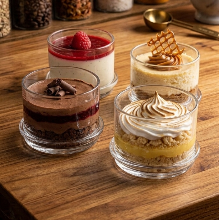 Set of 4 Glass Bowls with Saucer