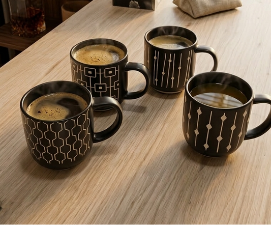 450ml Tea/Coffee Mug Black - Set of 4